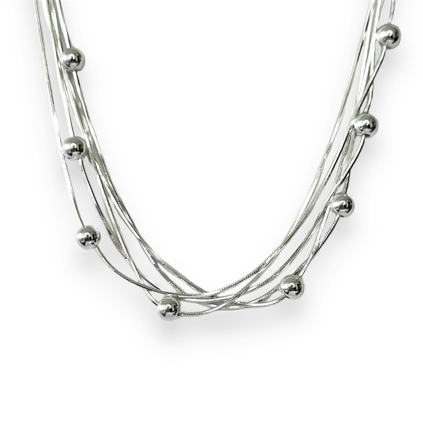 Penkių gijų sidabrinė apyrankė su burbuliukais