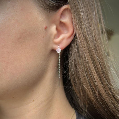 Sidabrinės įvairių spalvų širdelės su grandinėle