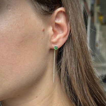 Sidabrinės įvairių spalvų širdelės su grandinėle