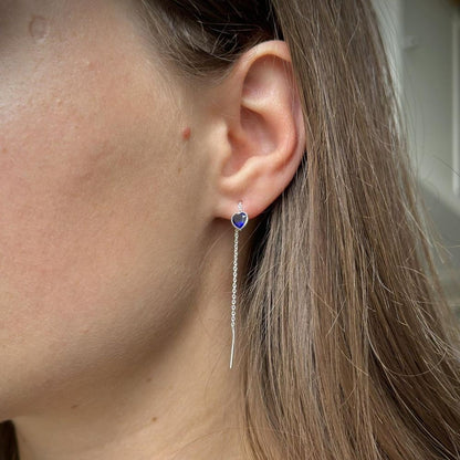 Sidabrinės įvairių spalvų širdelės su grandinėle