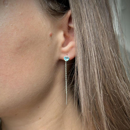 Sidabrinės įvairių spalvų širdelės su grandinėle