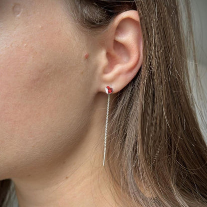 Sidabrinės įvairių spalvų širdelės su grandinėle