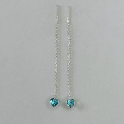 Sidabrinės įvairių spalvų širdelės su grandinėle