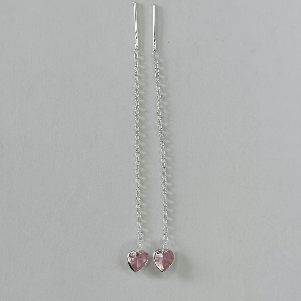 Sidabrinės įvairių spalvų širdelės su grandinėle