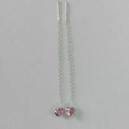 Sidabrinės įvairių spalvų širdelės su grandinėle