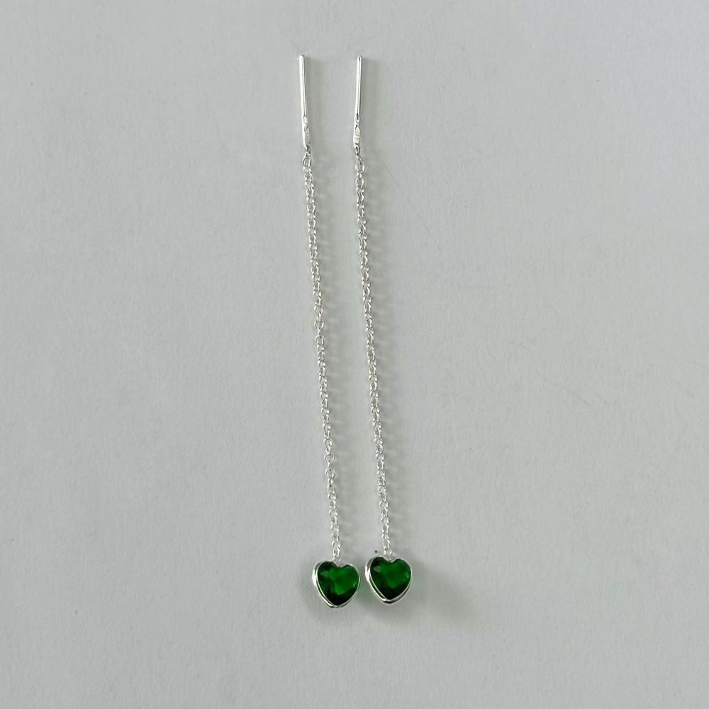 Sidabrinės įvairių spalvų širdelės su grandinėle