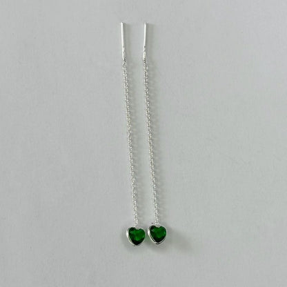 Sidabrinės įvairių spalvų širdelės su grandinėle