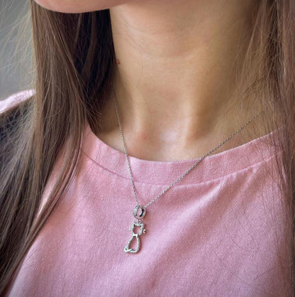 Sidabrinis pakabukas su cirkoniais "Katė"