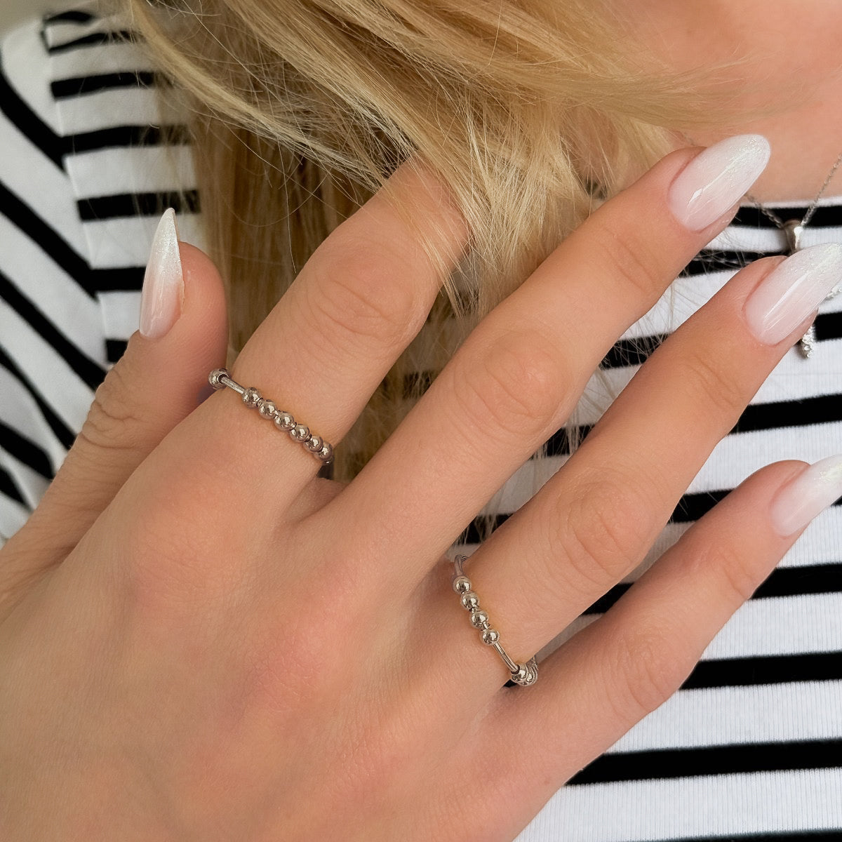 Sidabrinis žiedas su burbuliukais