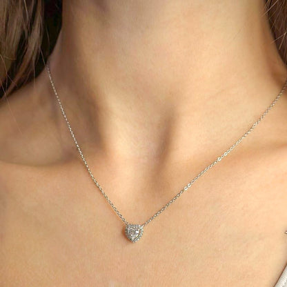 Sidabrinė rodžiuota širdelė su cirkoniais ir grandinėle