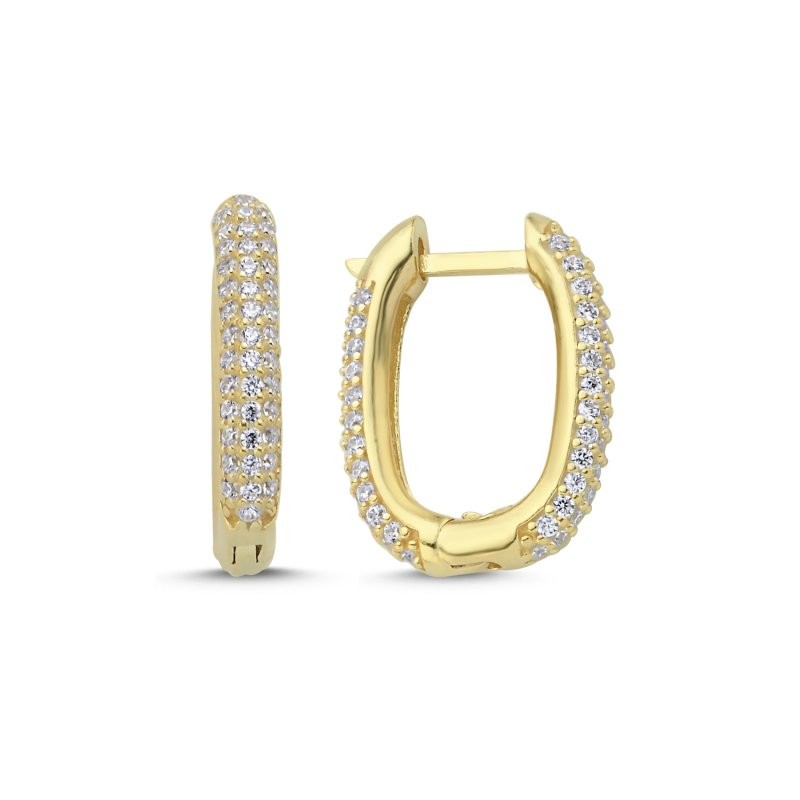 Sidabriniai auskarai anglišku užsegimu ir 3 eilėmis cirkonių