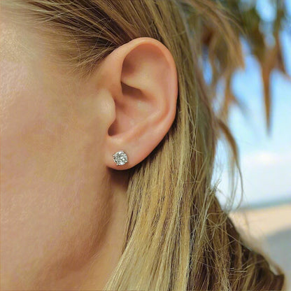 Sidabriniai auskarai su 6-8 mm kristalais