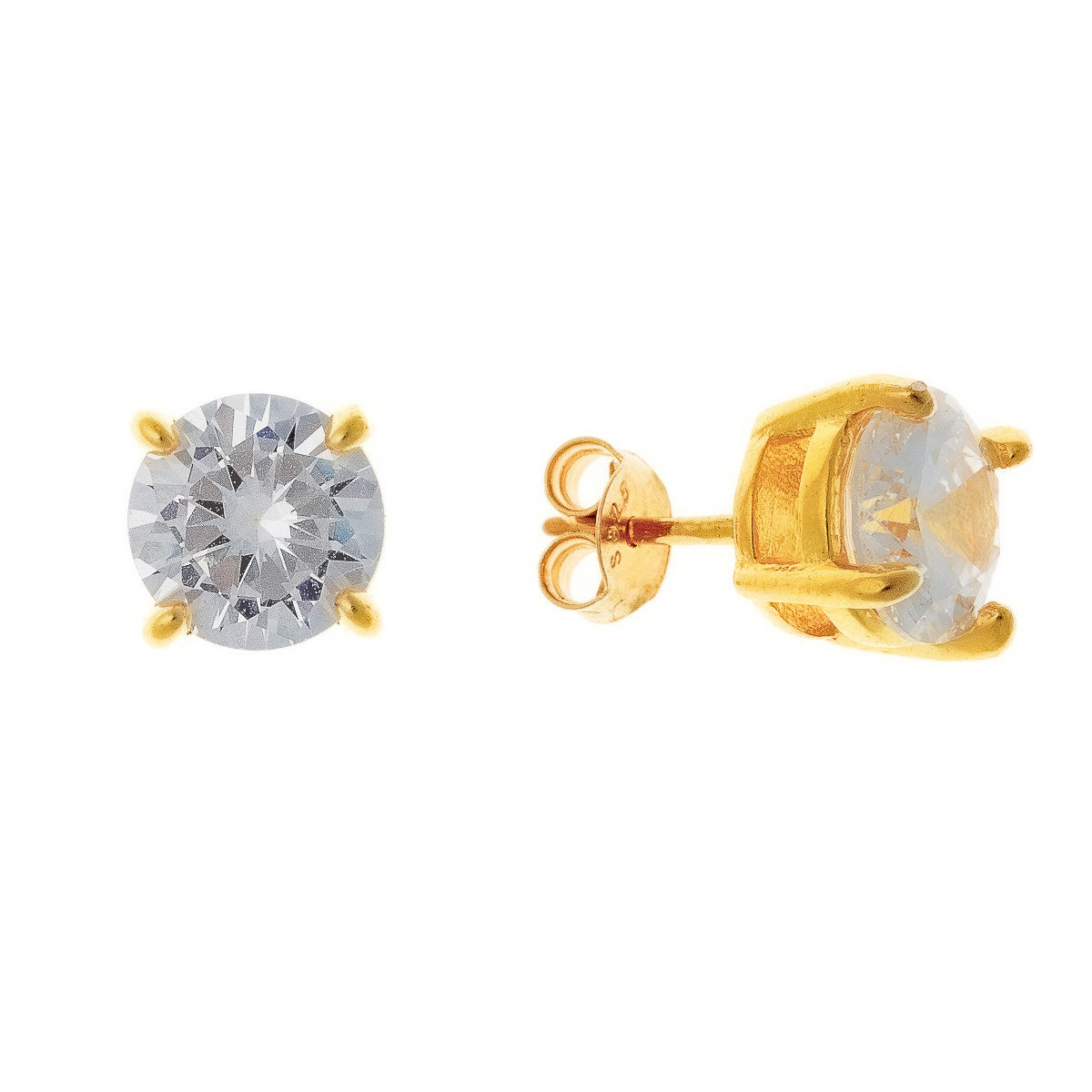 Sidabriniai auksuoti 2-8 mm vinukai su kristalais