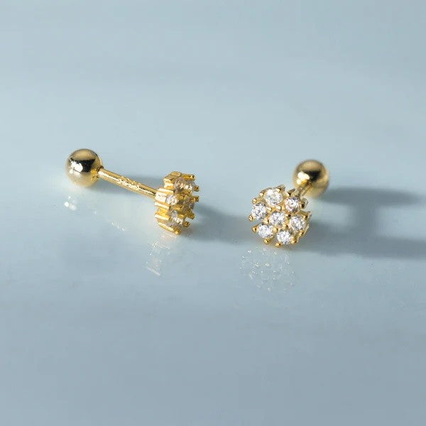 Sidabriniai užsukami auskarai su baltu cirkoniu