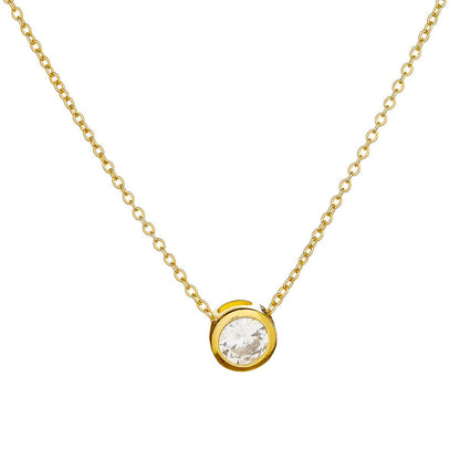 Sidabrinis auksuotas pakabukas su cirkonio akute ir grandinėle