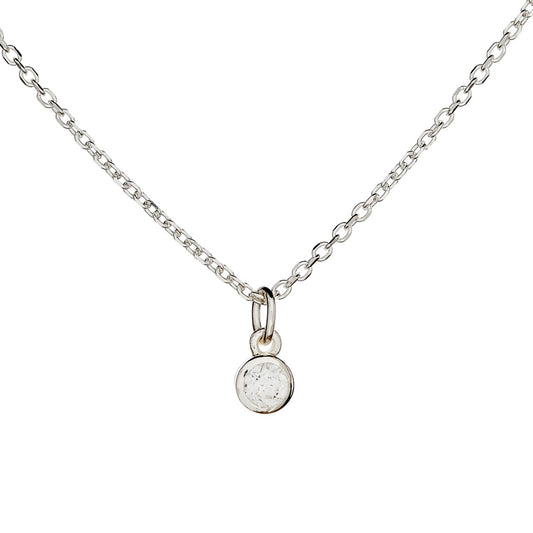 Sidabrinis pakabukas su apvaliu cirkoniu ir grandinėle