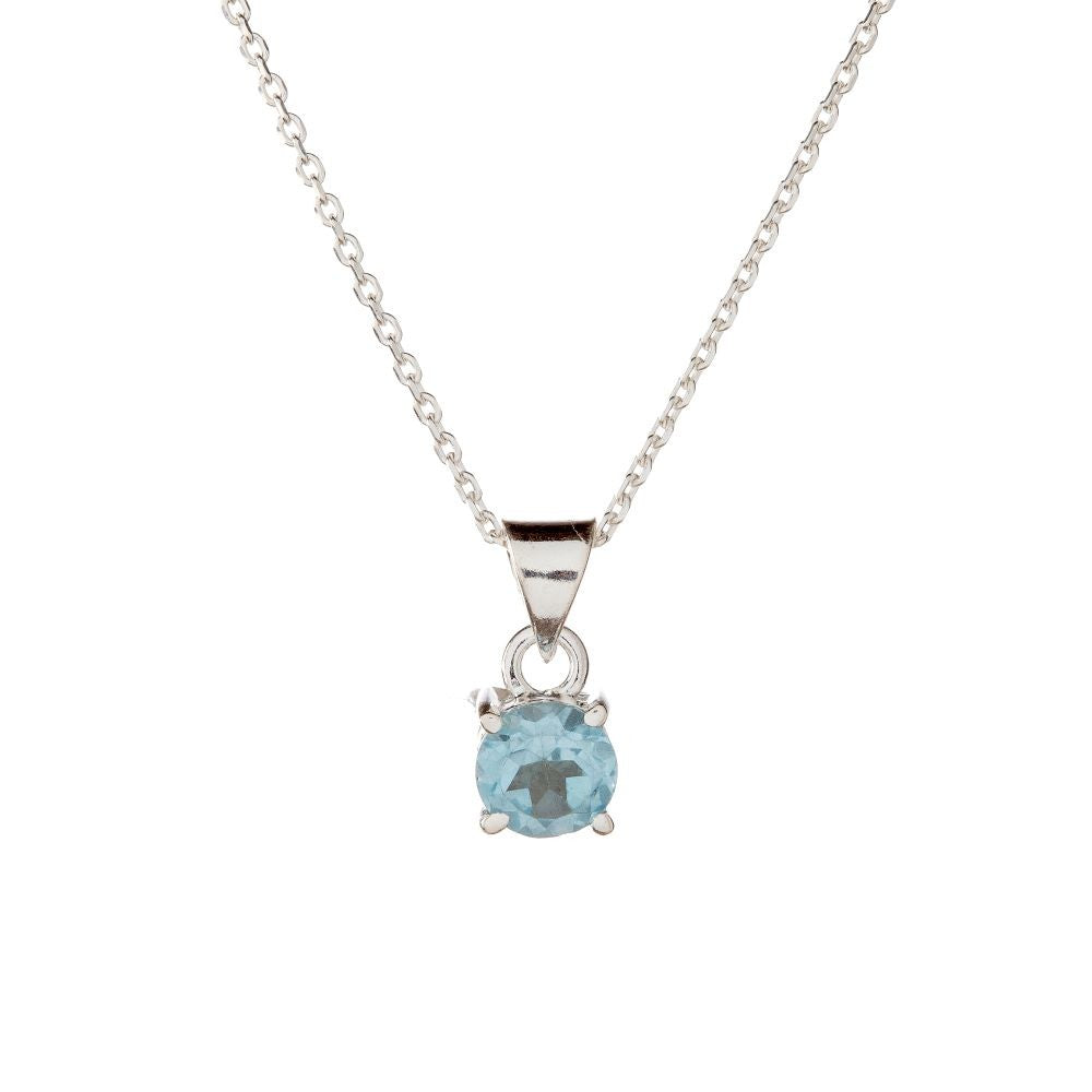 Sidabrinis pakabukas su apvaliu topazu ir grandinėle