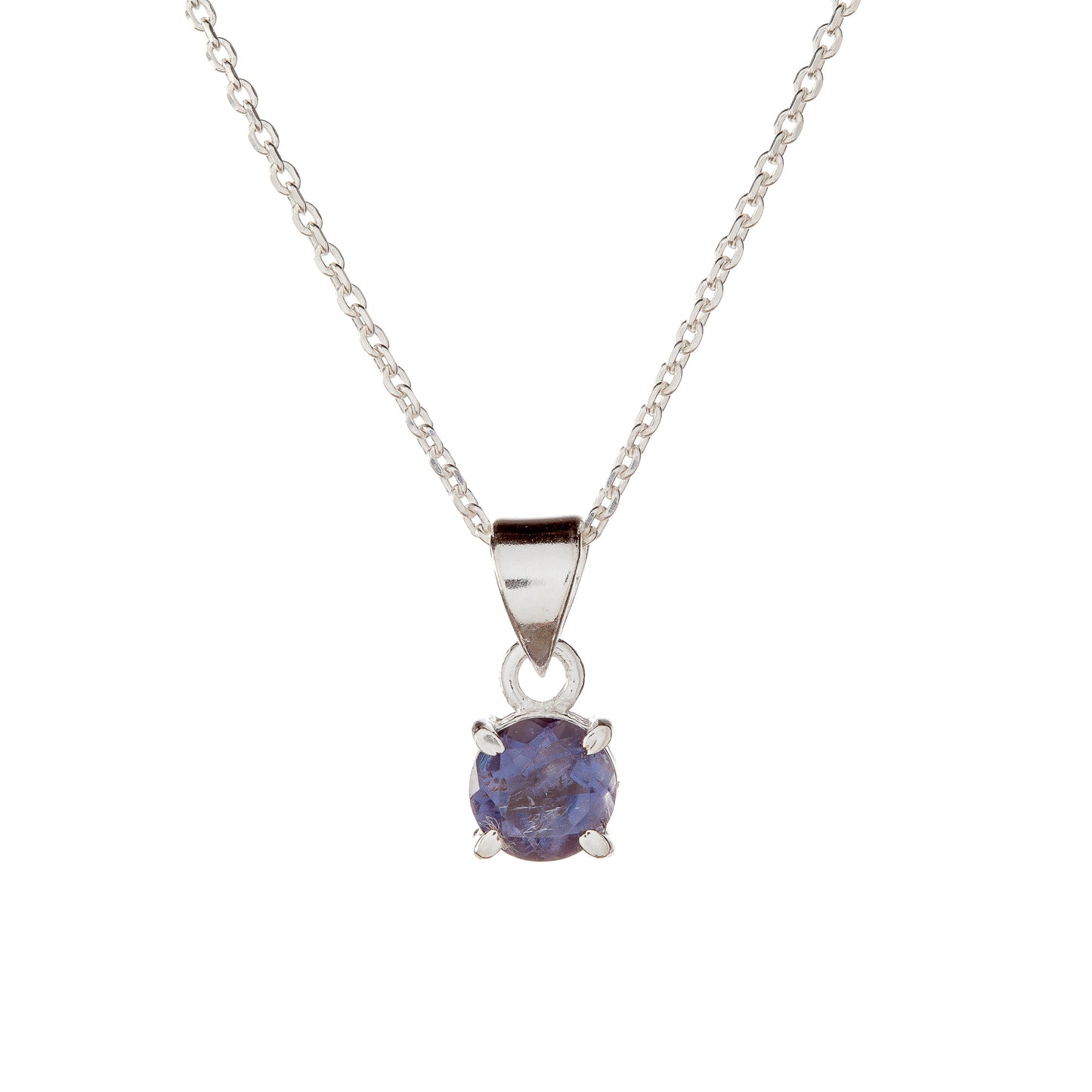 Sidabrinis pakabukas su apvaliu jolito akmeniu ir grandinėle