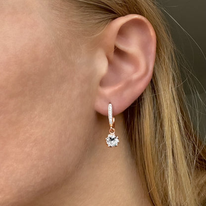 Sidabriniai paauksuoti auskarai su cirkoniais anglišku užsegimu