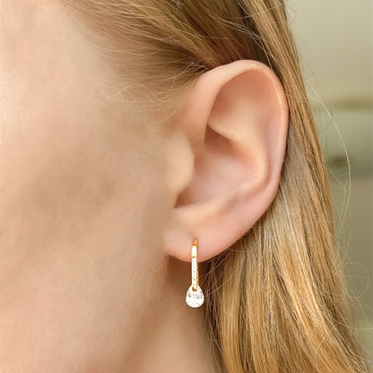 Sidabriniai kabantys auskarai su cirkoniu