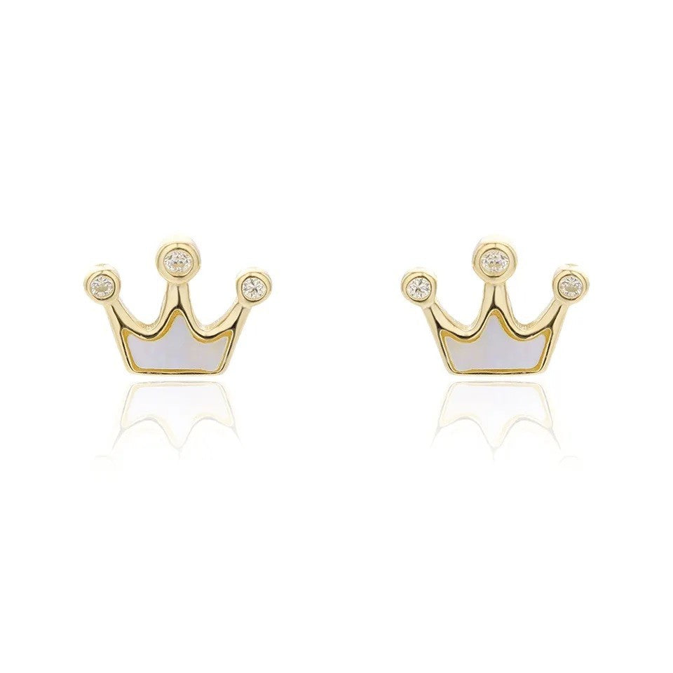 Sidabriniai auskarai karūnėlės su perlamutru