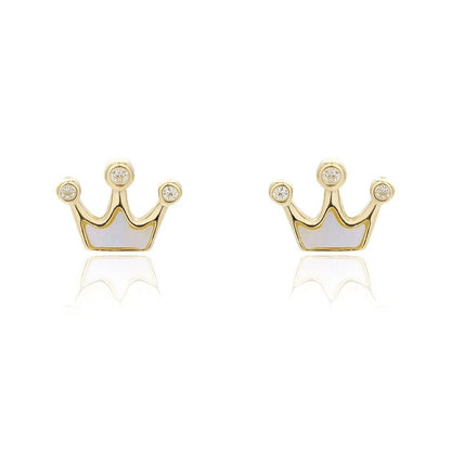 Sidabriniai auskarai karūnėlės su perlamutru