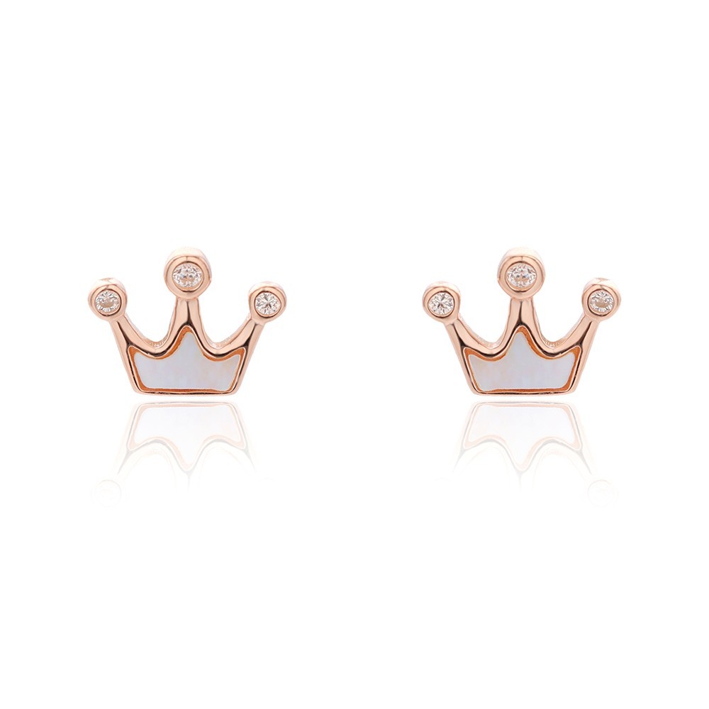 Sidabriniai auskarai karūnėlės su perlamutru