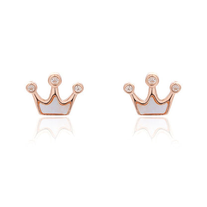 Sidabriniai auskarai karūnėlės su perlamutru