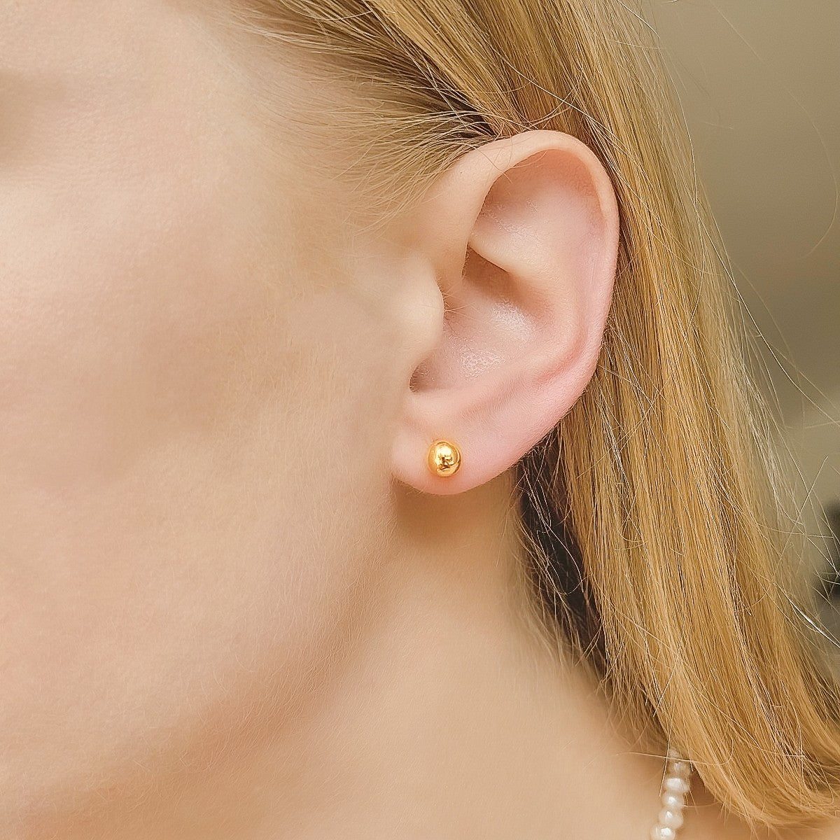 Sidabriniai auksuoti 2-7mm auskarai burbuliukai