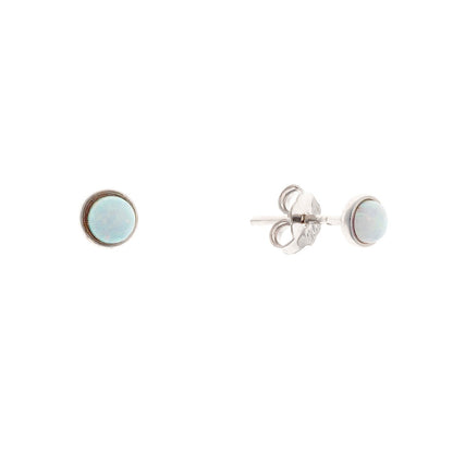 Sterling Silver Rhodium Plated Synthetic Opal Studs