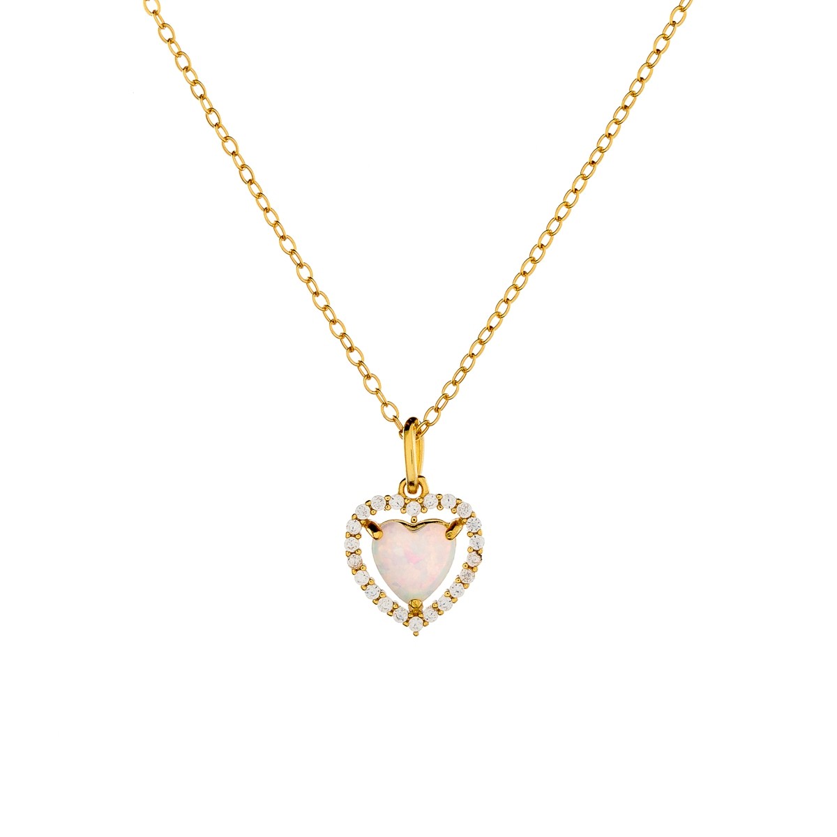Sterling Silver Rhodium Plated Synthetic Opal Necklace