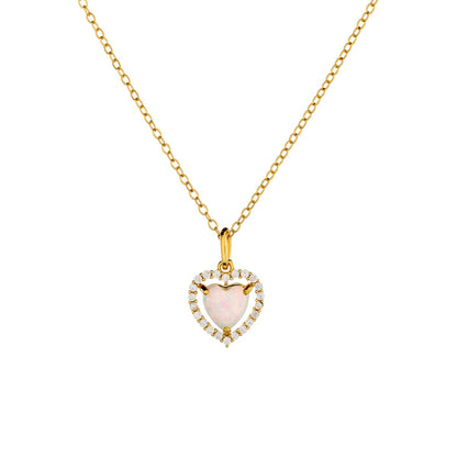 Sterling Silver Rhodium Plated Synthetic Opal Necklace