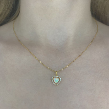 Sterling Silver Rhodium Plated Synthetic Opal Necklace