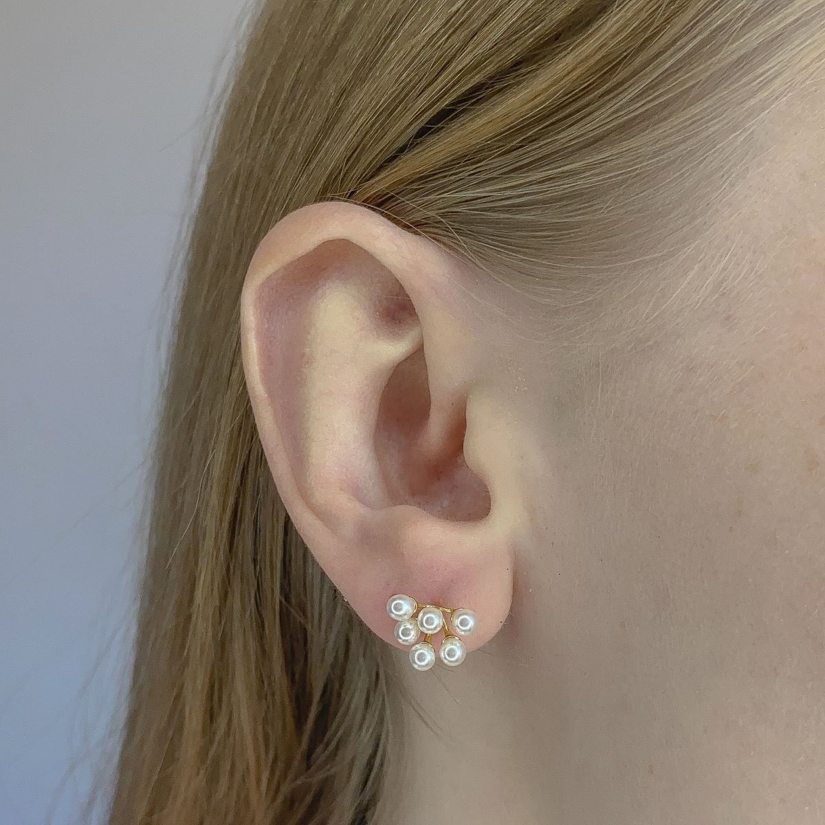 Sterling Silver Gold Plated Pearl Imitation Studs