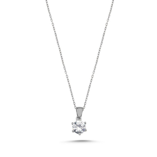 Sterling Silver Rose Gold Plated CZ Crystal Necklace