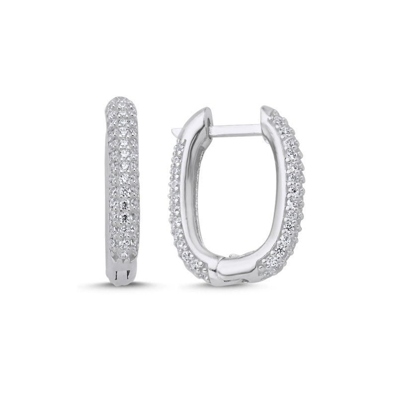 Sidabriniai auskarai anglišku užsegimu ir 3 eilėmis cirkonių