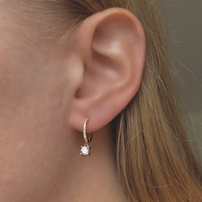 Sidabrinės auksuotos 1,1cm dydžio rinkutės su apvaliu cirkoniu