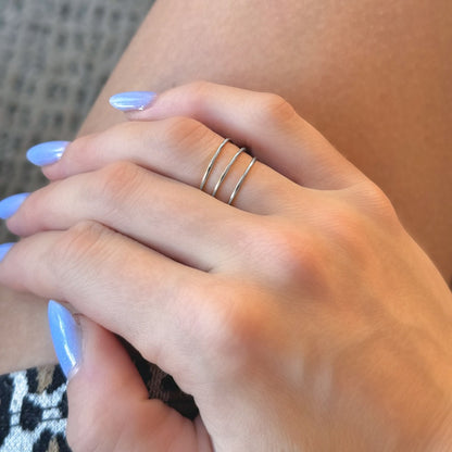 Sterling Silver Rhodium Plated Triple Ring