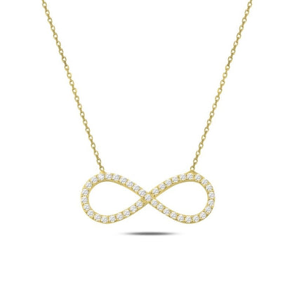 Sterling Silver Rhodium Plated CZ Infinity Necklace