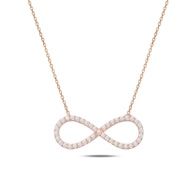 Sterling Silver Rhodium Plated CZ Infinity Necklace