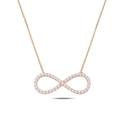 Sterling Silver Rhodium Plated CZ Infinity Necklace