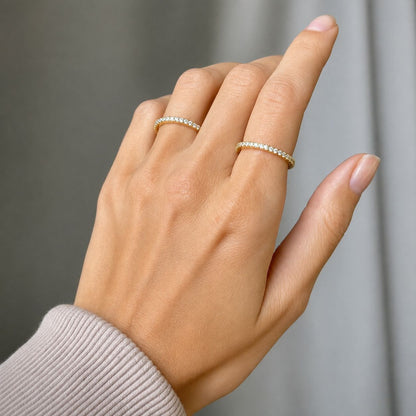 Sterling Silver Gold Plated 1.5 mm CZ Band Ring