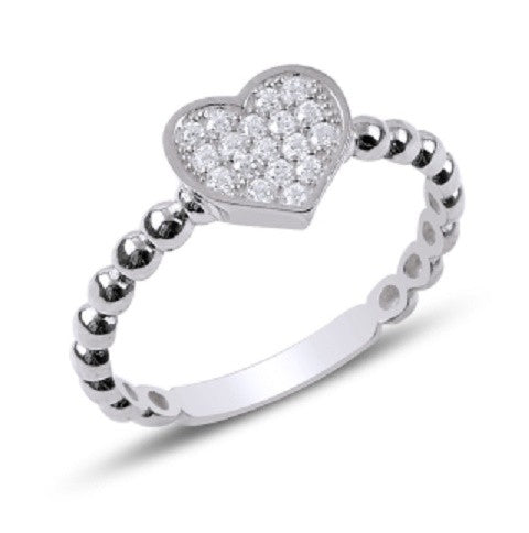 Sidabrinis žiedas su cirkonių širdute