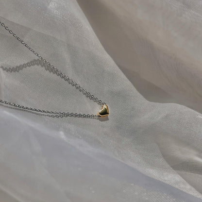 Sidabrinė auksuota minimalistinio stiliaus širdutė su rodžiuota grandinėle