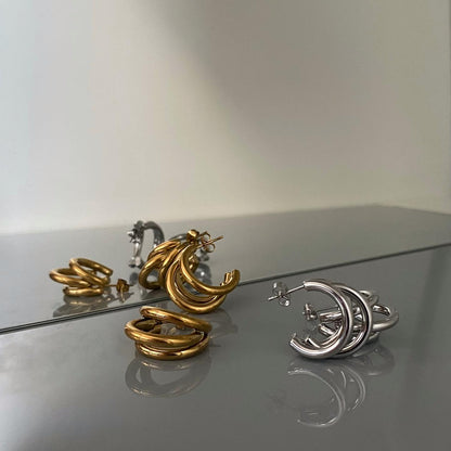 Auskarai "Triple Hoops"