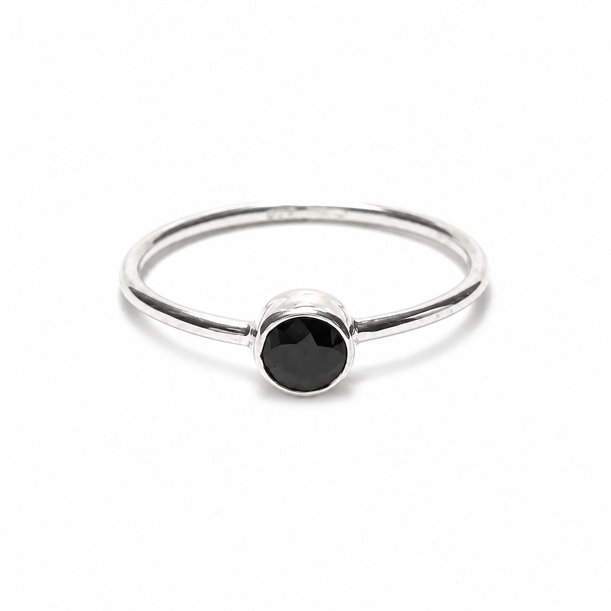 Sterling Silver Minimalist Black Onyx Ring
