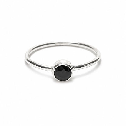Sterling Silver Minimalist Black Onyx Ring