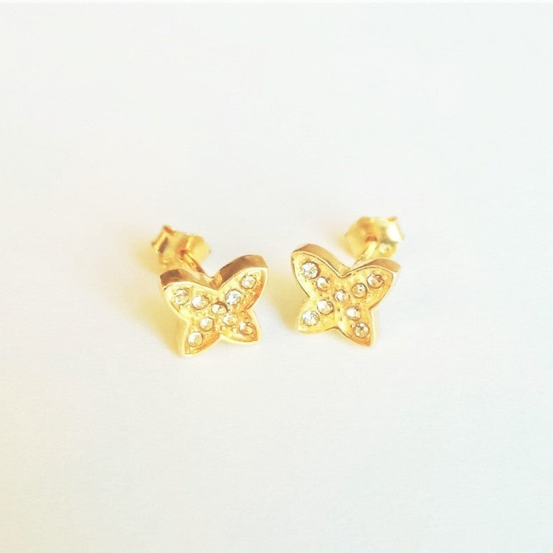 Sidabriniai auksuoti drugeliai su cirkoniukais