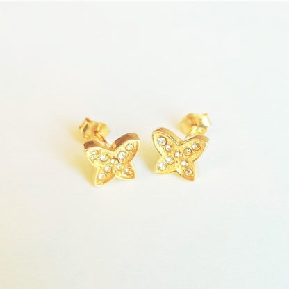 Sidabriniai auksuoti drugeliai su cirkoniukais