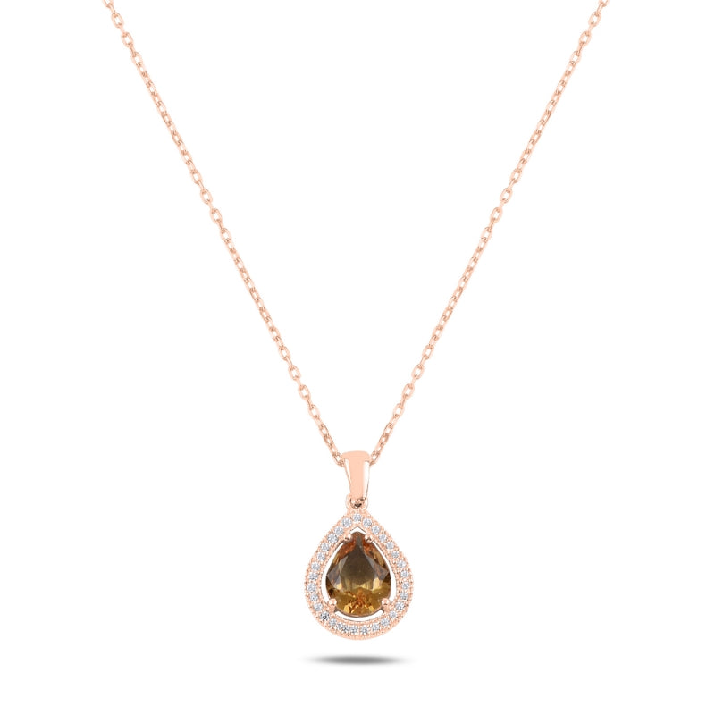 Sterling Silver Rose Gold Plated Teardrop Zultanite Necklace